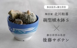 【ふるさと納税】多治見市×春日井市コラボ 【美濃焼】 陶芸家「北川和喜」 碗型植木鉢 S× 【日本有数のサボテンの生産地】 春日井市の