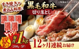 【ふるさと納税】【第12回定期便】【訳あり】 切り落とし 1.0kg (200g×5) 長崎和牛 黒毛和牛 【夢ファームシュシュ】 [WF40] 肉 牛肉 し