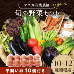 【ふるさと納税】京の旬野菜セットL平飼い卵付き（栽培期間中農薬・化学肥料不使用）＜アスカ有機農園＞