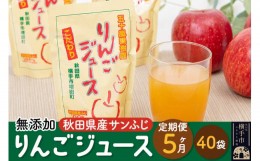 【ふるさと納税】《定期便5ヶ月》 無添加りんごジュース（サンふじ）40パック
