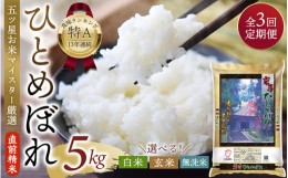 【ふるさと納税】【3か月定期便】令和5年産 平泉町産 ひとめぼれ 5kg 〈食味ランキング「特A」13年連続受賞〉/ こめ コメ 米 お米 おこめ