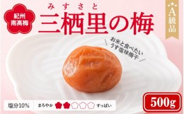 【ふるさと納税】紀州南高梅　三栖里の梅（塩分10%）　500g  / 田辺市 紀州南高梅 南高梅 梅干し 梅干 梅  肉厚 お米 おにぎり 焼酎 梅酒