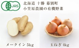 【ふるさと納税】[?5749-0943]小笠原農園の有機野菜2種詰合せ（メークイン5kg・玉ねぎ4kg）【北海道十勝幕別】≪2024年秋出荷先行予約≫