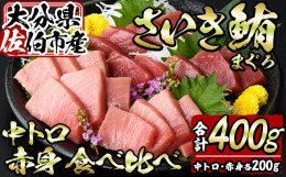 【ふるさと納税】佐伯市産本マグロ 中トロ・赤身 食べ比べ(合計約400g・中トロ200g・赤身200g)【DH258】【(株)ネクサ】