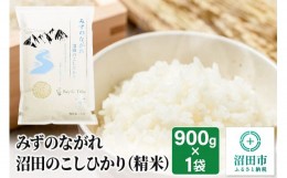 【ふるさと納税】令和5年産 沼田のこしひかり「みずのながれ」お試し六合 900g 精米 白米 コシヒカリ