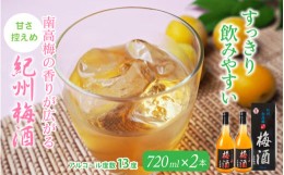 【ふるさと納税】紀州梅酒　720ml×2本入（化粧箱入り） / 和歌山 田辺市 紀州南高梅 南高梅 梅酒 梅 ロック 水割り 宅飲み 家飲み 家庭