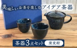 【ふるさと納税】【美濃焼】アイデア茶器 3点セット（ポット急須/カップ2個）窯変紺【三井陶器】食器 急須 湯呑 [MFX002]