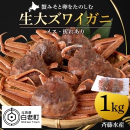 【ふるさと納税】北海道産 生大ズワイガニ メス 1kg ずわいがに 蟹 〈斉藤水産〉