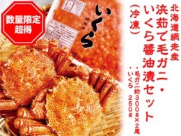 【ふるさと納税】【数量限定】「浜茹で毛ガニ・イクラ醤油漬セット」冷凍（網走加工） ABC007