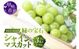 【ふるさと納税】頬張る幸福感 〜緑の宝石・シャインマスカット〜3.0kg以上（4〜6房）（RG）D-840 【山梨県 シャインマスカット フルーツ