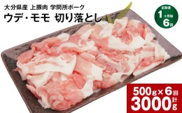 【ふるさと納税】【1ヶ月毎6回定期便】大分県産上豚肉 「学問所ポーク」 ウデ・モモ 切り落とし 500g 計3kg