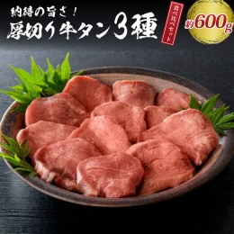 【ふるさと納税】味付き厚切り牛タン3種 計600g（300g×2パック）【タン元、タン中、タン先】