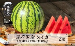 【ふるさと納税】先行予約 尾花沢産スイカ MAサイズ(約5kg)×2玉 7月下旬~8月上旬頃発送 令和6年産 観光物産 kb-sumax2