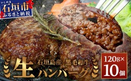 【ふるさと納税】石垣島産 黒毛和牛 生ハンバーグ 120g x 10個 【沖縄 石垣 石垣島産 黒毛和牛 和牛 ハンバーグ】 UN-2