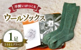 【ふるさと納税】ひつじ飼いが作る ウールソックス（グリーン）【ウールソックス 靴下 ソックス 厚手 フリーサイズ グリーン 緑 深緑 羊 