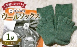 【ふるさと納税】ひつじ飼いが作る ごほんゆびウールソックス Mサイズ(グリーン)【ウール ソックス 5本指 靴下 Mサイズ グリーン 緑色 深