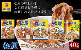 【ふるさと納税】松屋牛めしの具5種40個　お楽しみセット（プレミアム仕様・豪州産・国産・乳酸菌・糖質オフ）