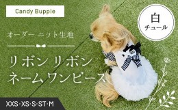 【ふるさと納税】リボンリボンネームワンピースオーダー ニット生地（白チュールST）  ふるさと納税 リボンリボン ネーム ワンピース ニ