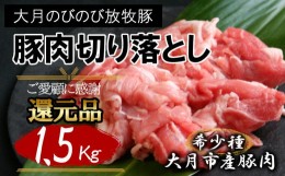 【ふるさと納税】自然の中で飼育された 大月のびのび放牧豚の切り落とし肉  1.5kg以上 （300g×5パック）