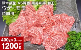 【ふるさと納税】熊本県産 A5等級 黒毛和牛 和王 ウデ・モモ 焼肉用 400g×3パック 計1200g