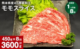 【ふるさと納税】【1ヶ月毎8回定期便】熊本県産A5等級和王 モモスライス 450g 計3600g