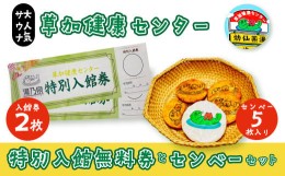 【ふるさと納税】草加健康センター入館無料券と草加健康センベーセット【 草加健康センター 利用券 サウナ サウナの聖地 サウナ大賞 健康