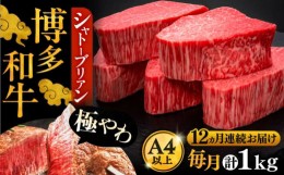 【ふるさと納税】【全12回定期便】博多和牛 ヒレ シャトーブリアン 200g × 5枚《豊前市》【久田精肉店】 [VBK096]