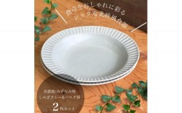 【ふるさと納税】＜美濃焼/みずなみ焼＞シックな北欧風食器 しのぎカレー&パスタ皿2枚セット(くすみグレー)山喜製陶【1294359】