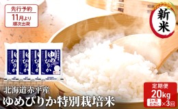 【ふるさと納税】【先行予約2024年産米・11月より順次出荷】北海道赤平産 ゆめぴりか 20kg (5kg×4袋) 特別栽培米 【1ヵ月おきに3回お届