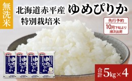 【ふるさと納税】【先行予約2024年産米・10月下旬より順次出荷】無洗米 北海道赤平産 ゆめぴりか 20kg (5kg×4袋) 特別栽培米 米 北海道