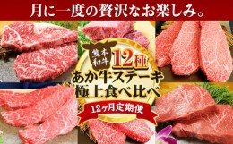 【ふるさと納税】【12ヶ月定期便】あか牛 ステーキ 12種 極上 食べ比べ 定期便 12回《お申込み月の翌月から出荷開始》有限会社 三協ダイ