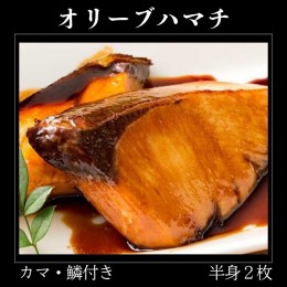 【ふるさと納税】オリーブハマチ　冷凍　カマ・鱗付き半身２枚　約3kg（原体4.6kg）【B-55】