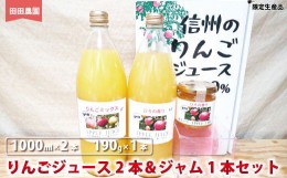 【ふるさと納税】[No.5657-3892]りんごジュース（1000ml×2本）＆ジャム（190g×1本）セット　ひろの香り＆りんごミックス《田田農園》