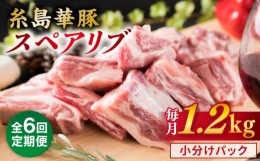 【ふるさと納税】【全6回定期便】【 バーベキュー / 煮込み用 】 約1.2kg 糸島華豚 スペアリブ 糸島市 / 糸島ミートデリ工房 [ACA330]