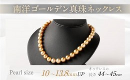 【ふるさと納税】南洋ゴールデン 真珠 ネックレス 13.8mm UP〜10mm UP