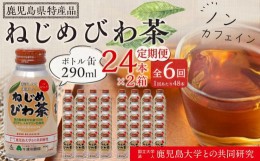 【ふるさと納税】【 定期便 全6回 】 ねじめびわ茶 ボトル缶 12ケース ≪ 1回あたり48本 (24本入り×2箱) ≫ 2か月おきにお届け