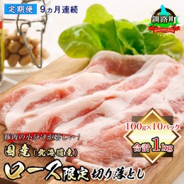 【ふるさと納税】【定期便 9ケ月連続】 豚肉の小分けが嬉しい！ 国産（北海道産） ロース限定 切り落とし 100g×10パック（合計1kg） | 