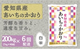 【ふるさと納税】【精米】6回定期便 愛知県産あいちのかおり 200kg（5kg×40袋）　安心安全なヤマトライス 米 白米 国産 大容量 5キロ　H