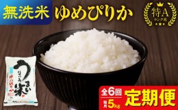 【ふるさと納税】【定期便全6回】令和5年産 うりゅう米 ゆめぴりか 無洗米 5kg（5kg×1袋）毎月1回お届け