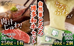 【ふるさと納税】博多和牛 サーロインステーキ（250g×1）×自然薯茎わさびとろろ（40g×2）セット ＜MEATPLUS×自然薯王国＞那珂川市 [G