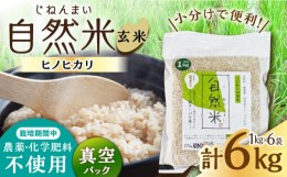 【ふるさと納税】【栽培期間中 農薬・化学肥料不使用】自然米 玄米 6kg（ヒノヒカリ 1kg×6袋）/自然庵 [UCQ025]