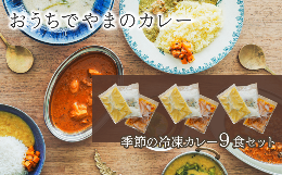 【ふるさと納税】「おうちでやまのカレー」 季節の冷凍カレー9食セット 200g×9袋　カレー スパイス 薬膳 アーユルヴェーダ グルテンフリ