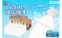 【ふるさと納税】【2ケース】富士山の天然水 強炭酸水 ラベルレス500ml×48本入り炭酸水 炭酸 炭酸飲料 無糖 富士山 飲料水 送料無料 ア