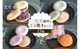 【ふるさと納税】三色菊最中とどら焼き　合計１５個入り