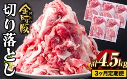 【ふるさと納税】＜ブランド豚＞ 定期便 阿波の金時豚 大容量1.5kg ×3ヶ月定期便 切り落とし アグリガーデン 《お申込み月の翌月から出