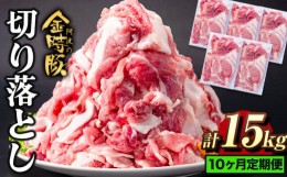 【ふるさと納税】＜ブランド豚＞ 定期便 阿波の金時豚 大容量1.5kg ×10ヶ月定期便 切り落とし アグリガーデン 《お申込み月の翌月から出