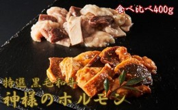 【ふるさと納税】特選 黒毛和牛 神様のホルモンミックス(秘伝たれ漬け) 食べ比べ 400g JF-3