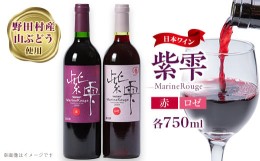 【ふるさと納税】山葡萄ワイン 紫雫〜Marine Rouge〜セット(赤・ロゼ)750ml×各1本【1487281】