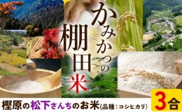 【ふるさと納税】かみかつ棚田未来づくり協議会 米 かみかつの棚田米 柳瀬さんちのお米 玄米 コシヒカリ レターパック配送 3合《30日以内