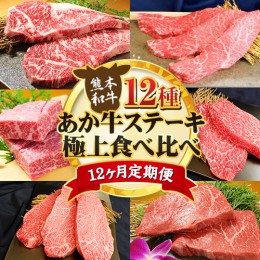 【ふるさと納税】【12ヶ月定期便】あか牛 ステーキ 12種 極上 食べ比べ 定期便 12回《お申込み月の翌月から出荷開始》有限会社 三協畜産 